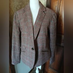 Talbots Multicolor Plaid Blazer